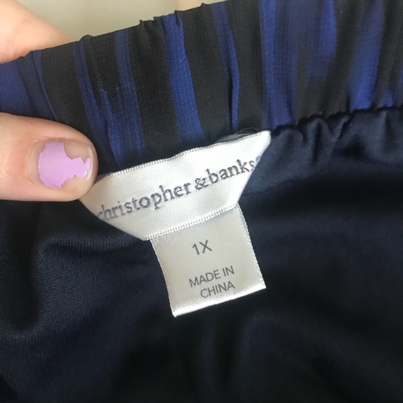 Christopher and Banks Pleated Black and Blue Skirt - Picture 3 of 4